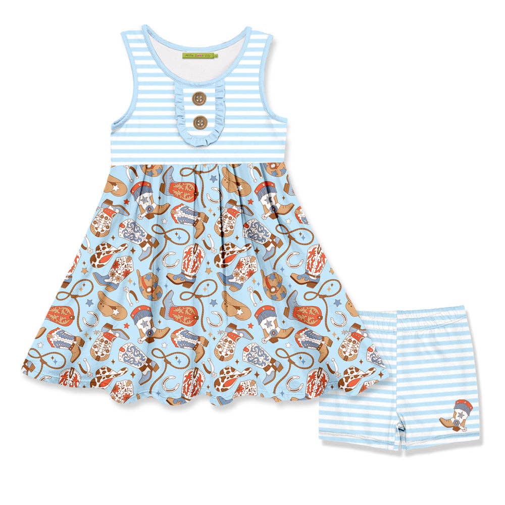 A-Line Dress & Stripe Shorts