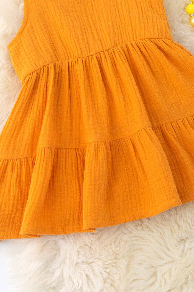 Mustard dress-gauze crinkle fabric