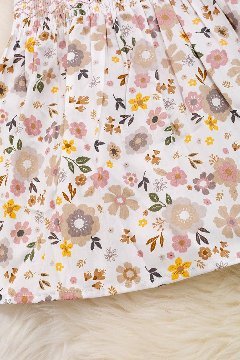 FLORAL OVERALL DRESS WITH BLUSH SHIRT