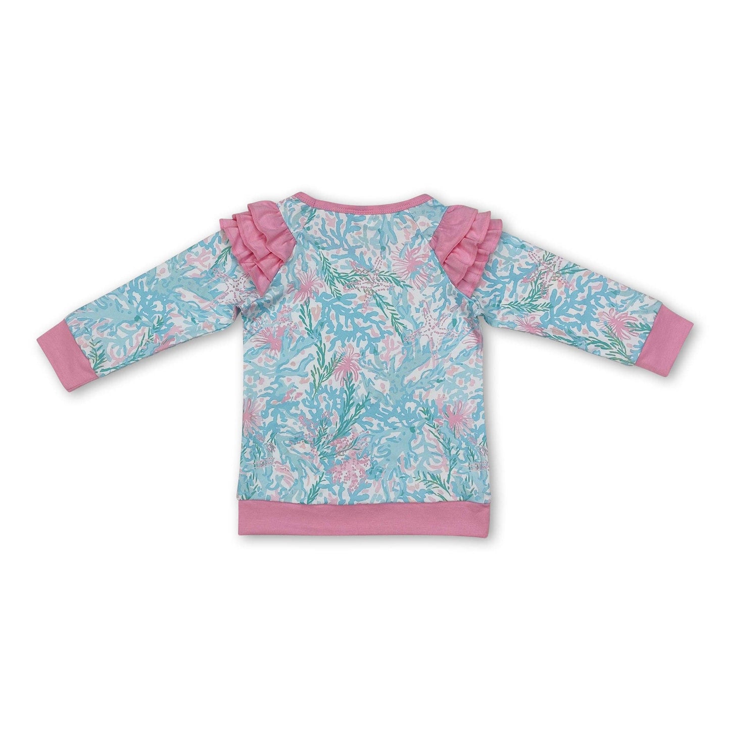 Pink ruffle long sleeves toddler girls shirt