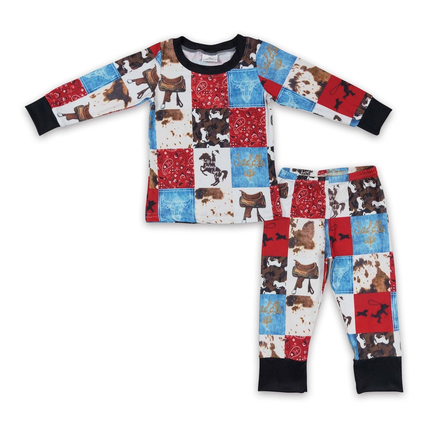 Paisley horse cow patchwork boy western pajamas