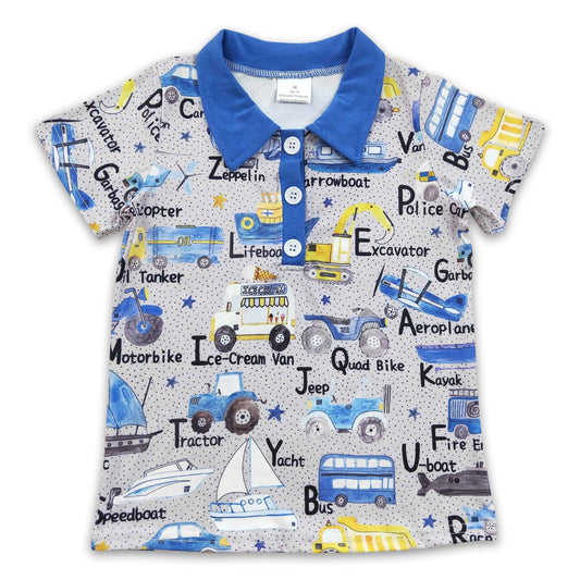 Transportation kids summer polo shirt