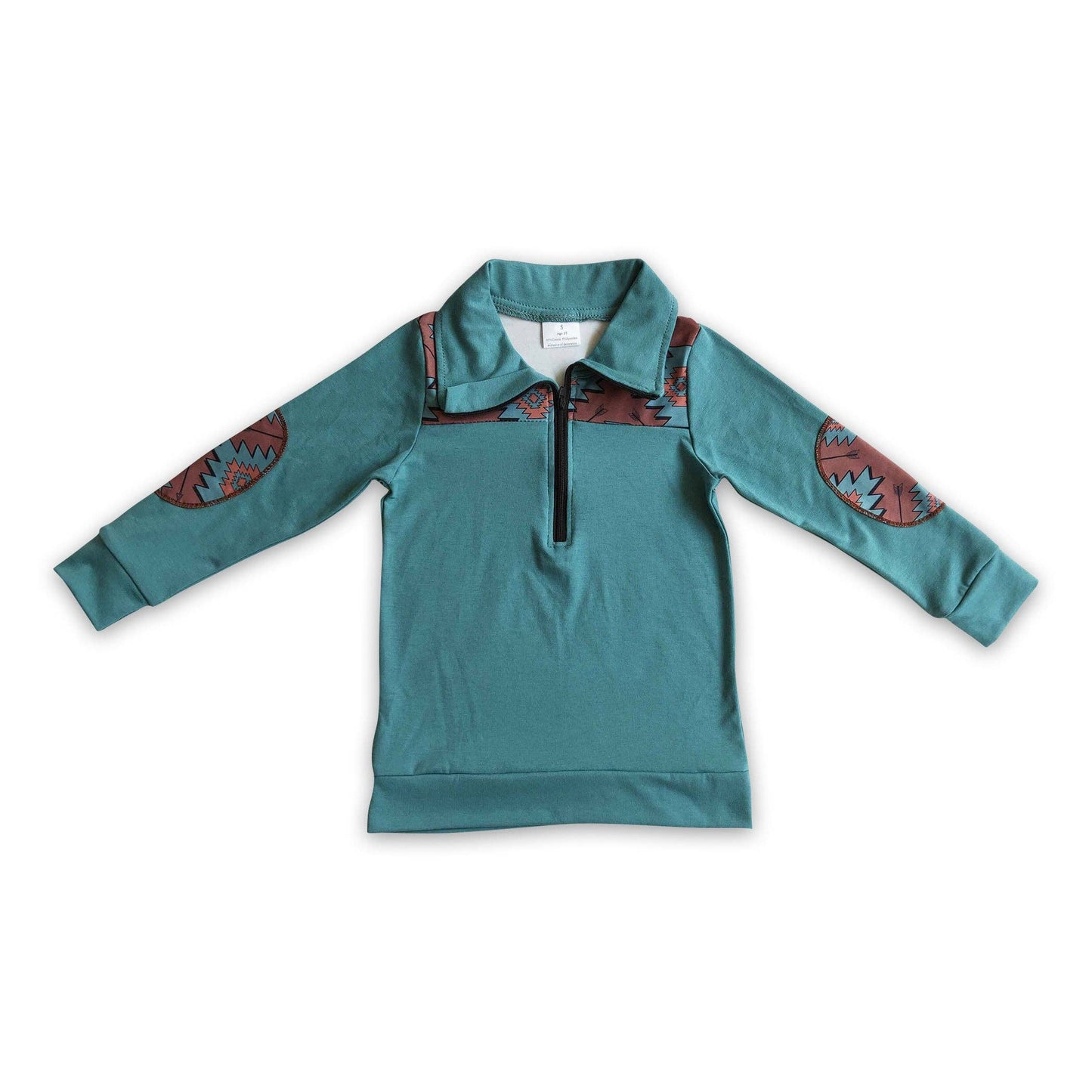 Turquoise aztec boy western zipper pullover