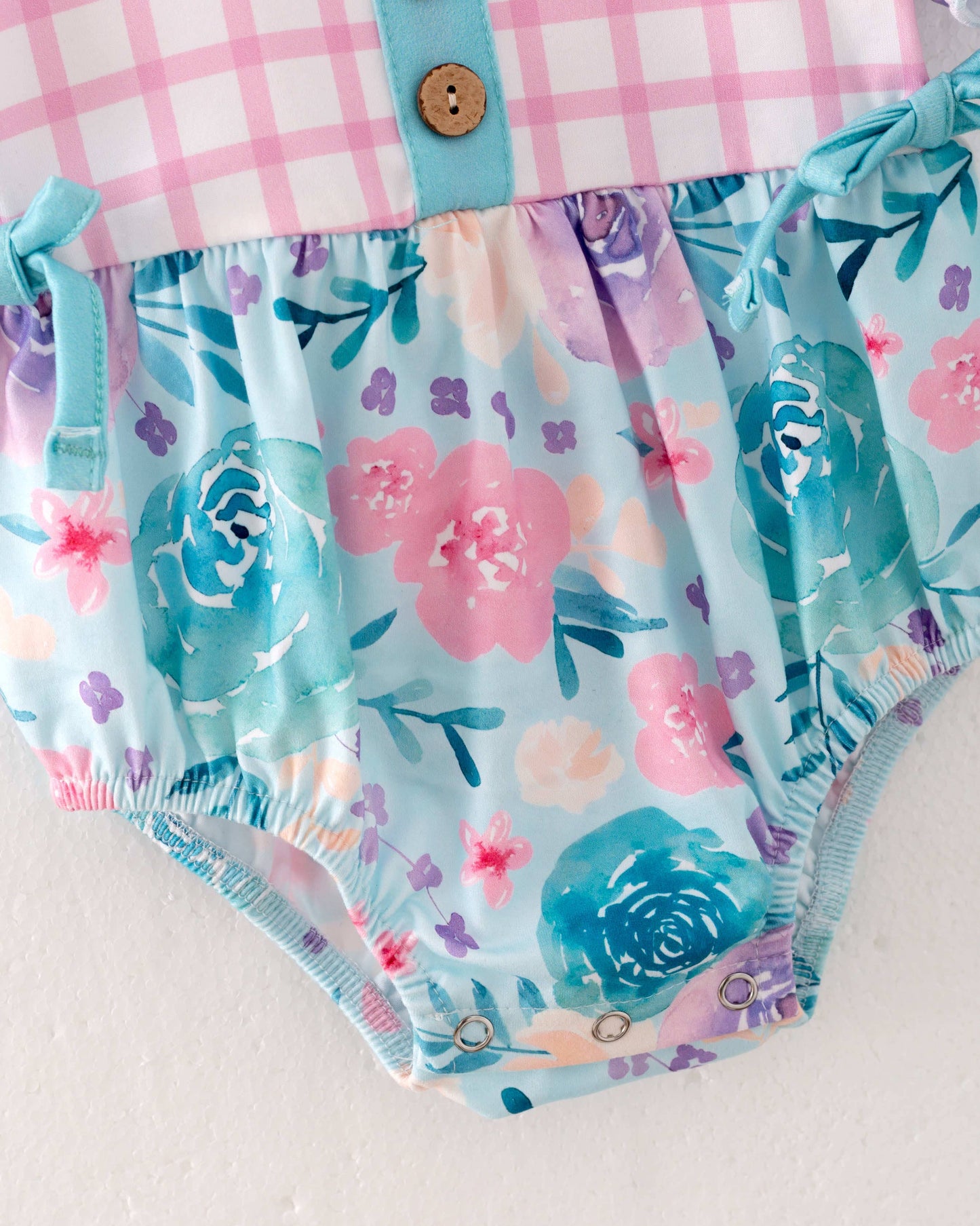 Pastel Plaid Flower Baby Girl Romper