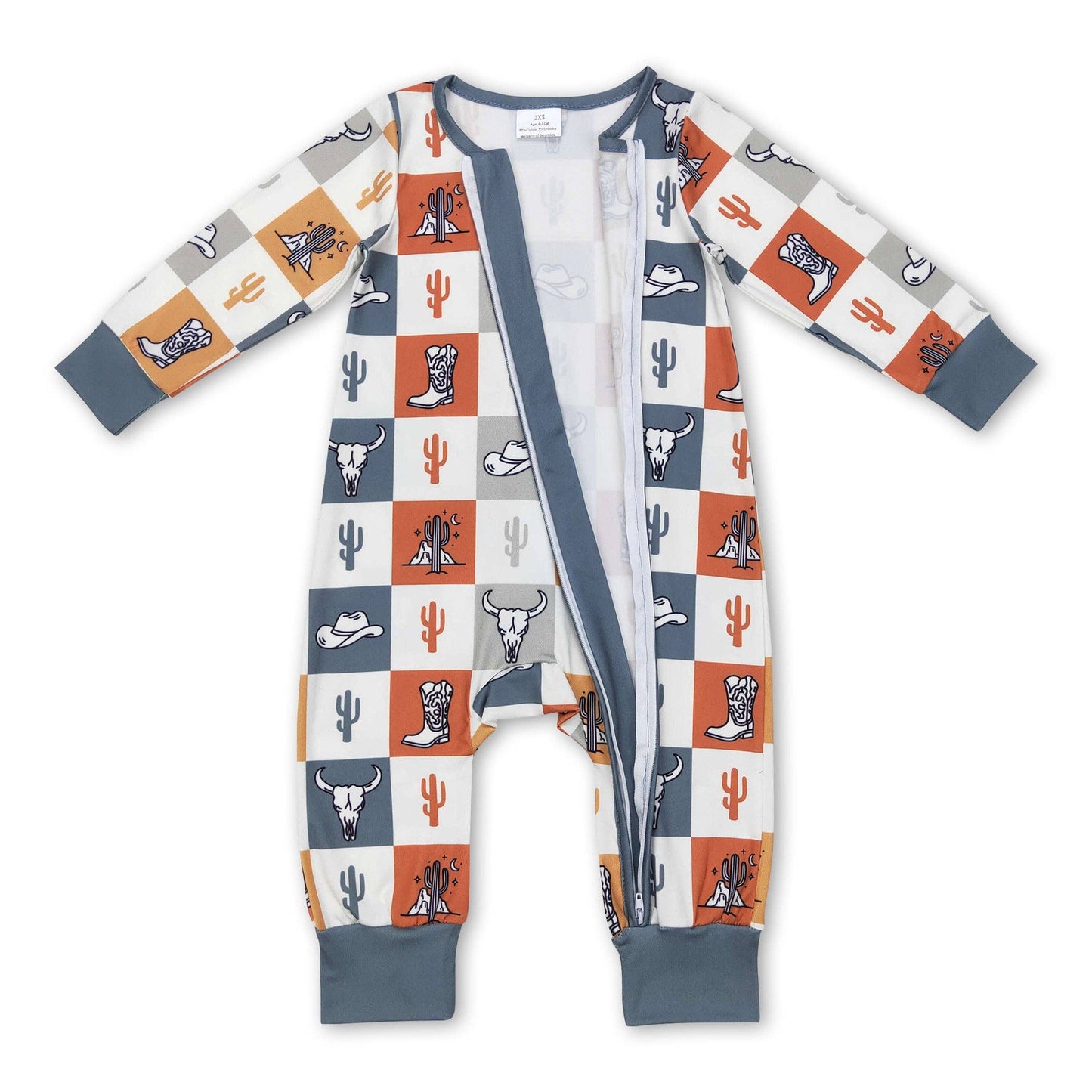 Skull & cactus baby zipper romper