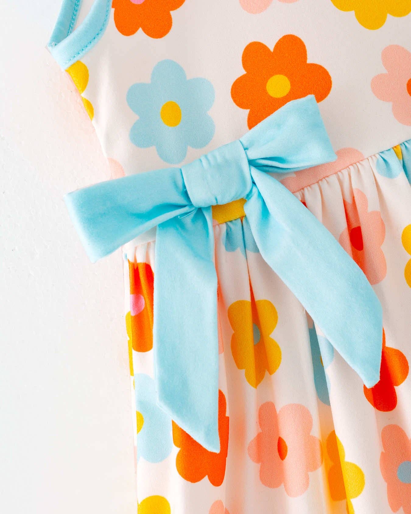 Multicolor Retro Flower Dress