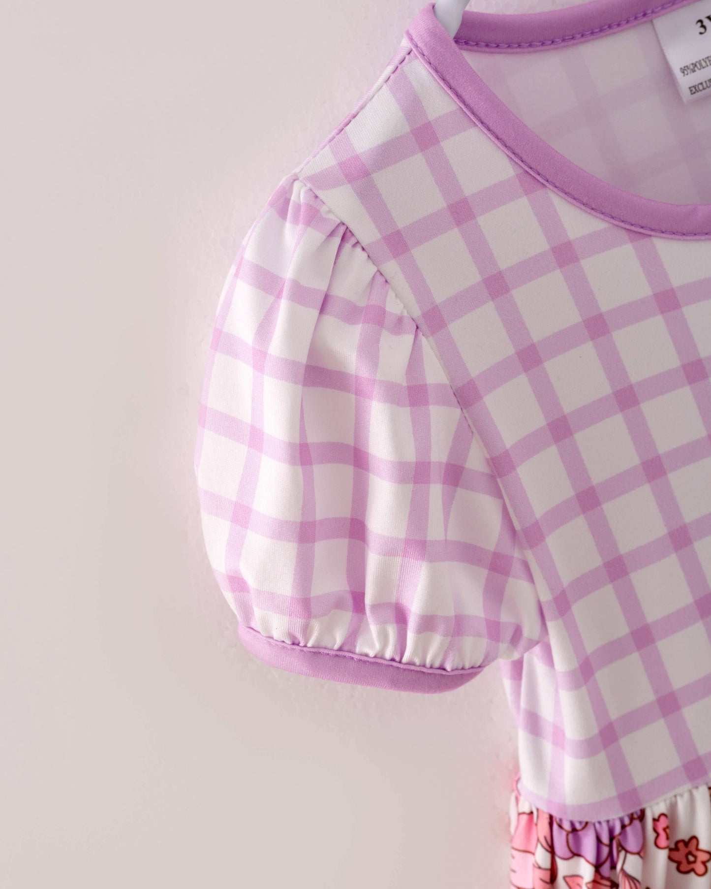 Pink/Purple Plaid Flower Pocket Girl Dress