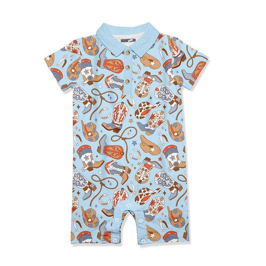 Western Boots Button-Front Playsuit