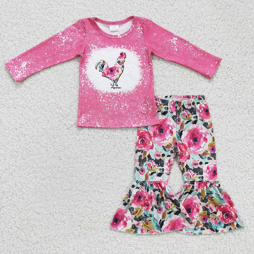 Girls chicken floral pants sets