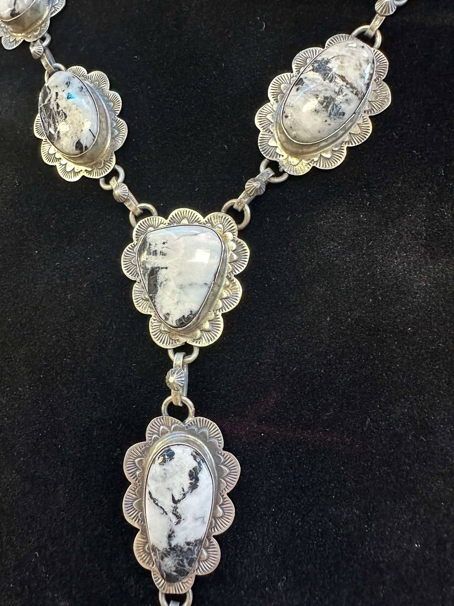 White Buffalo Lariat necklace and matching earrings set