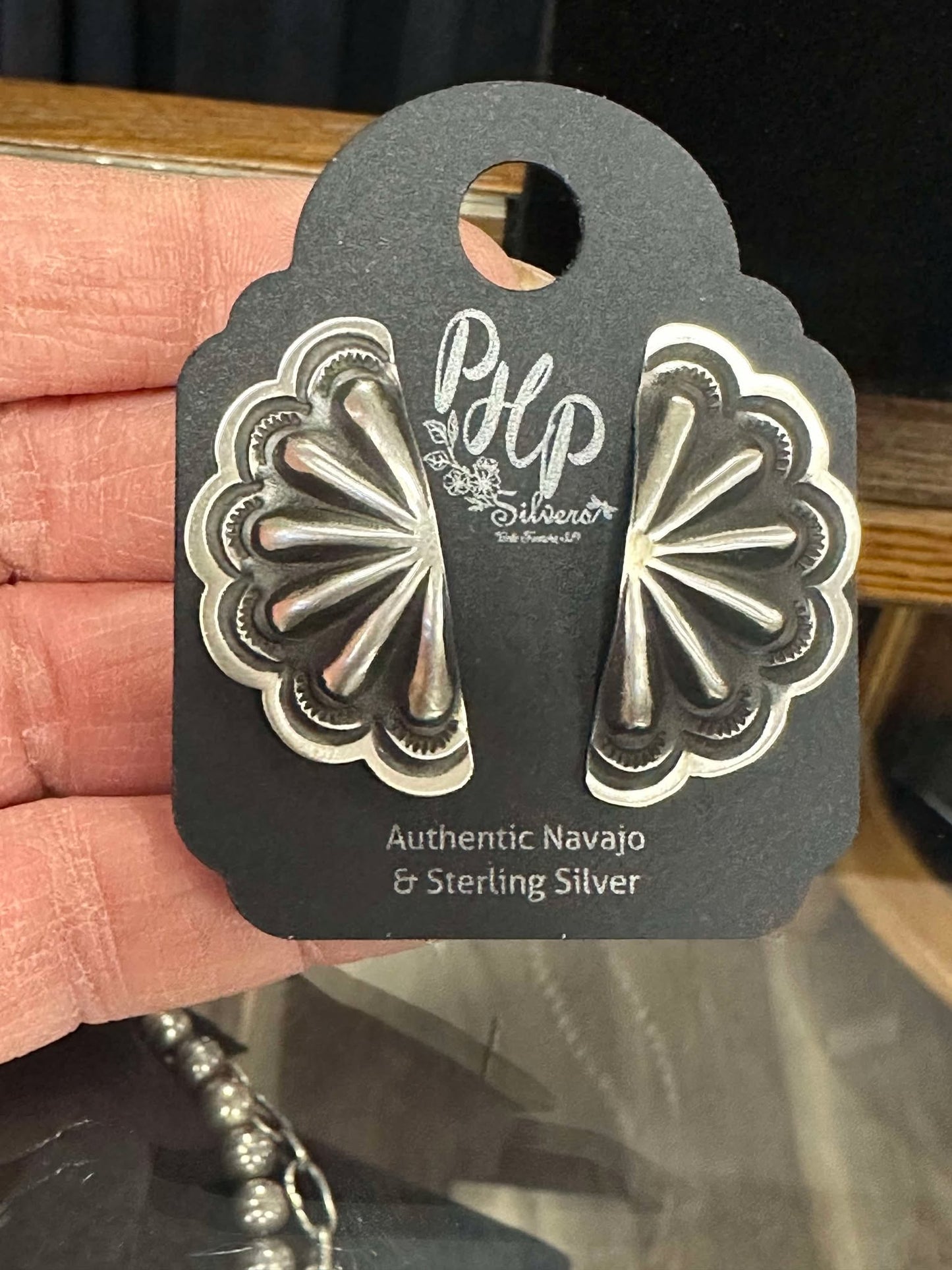 Half moon silver casted post earrings