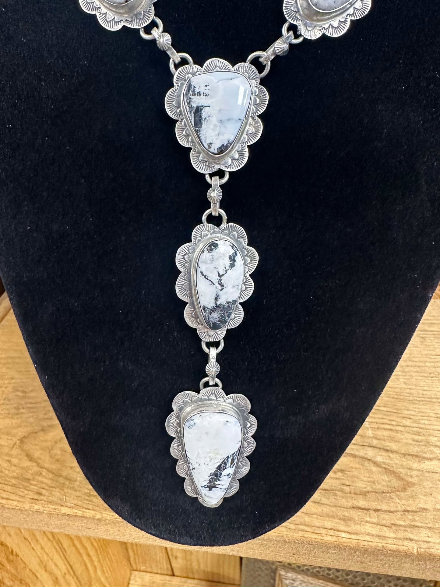 White Buffalo Lariat necklace and matching earrings set