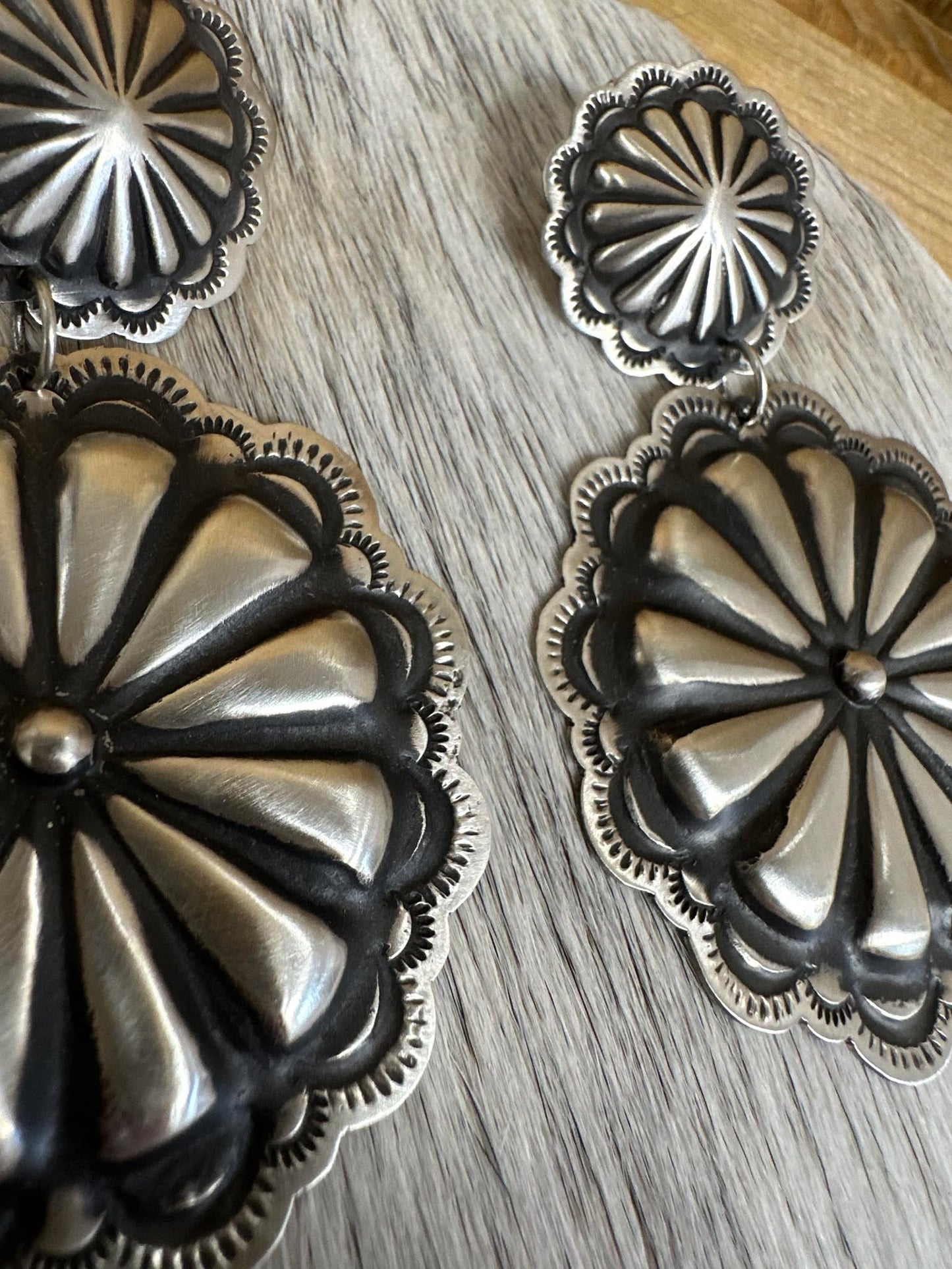 Large tooled Dangle earrings