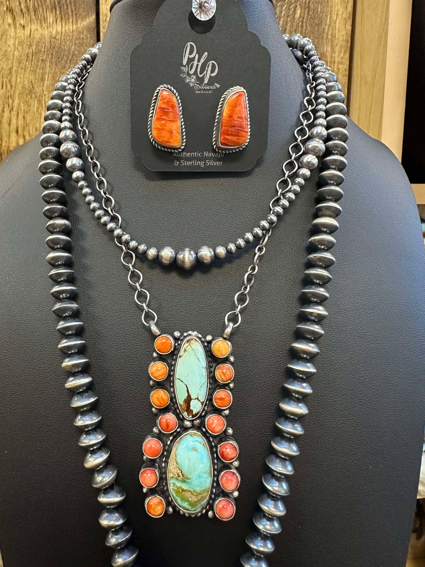 Mixed stones Coral, Kingman, and Sonoran Gold Statement Necklace