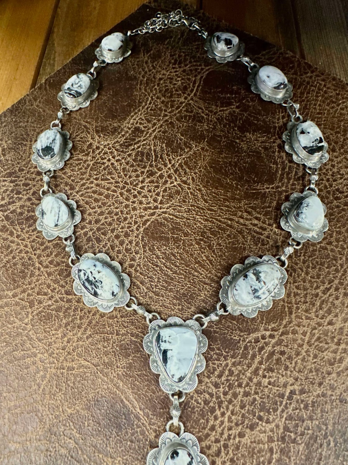 White Buffalo Lariat necklace and matching earrings set