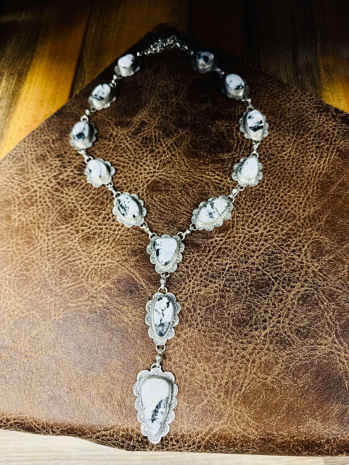 White Buffalo Lariat necklace and matching earrings set