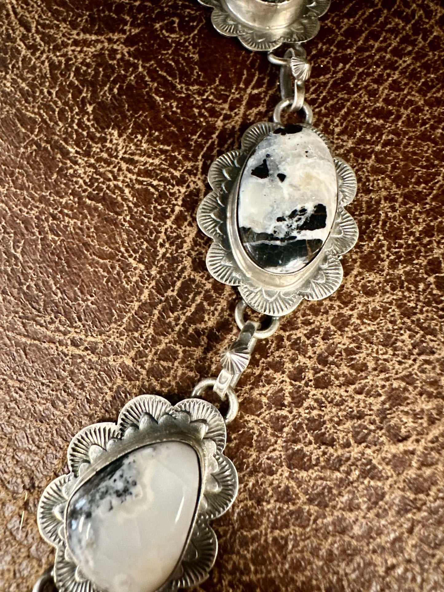 White Buffalo Lariat necklace and matching earrings set