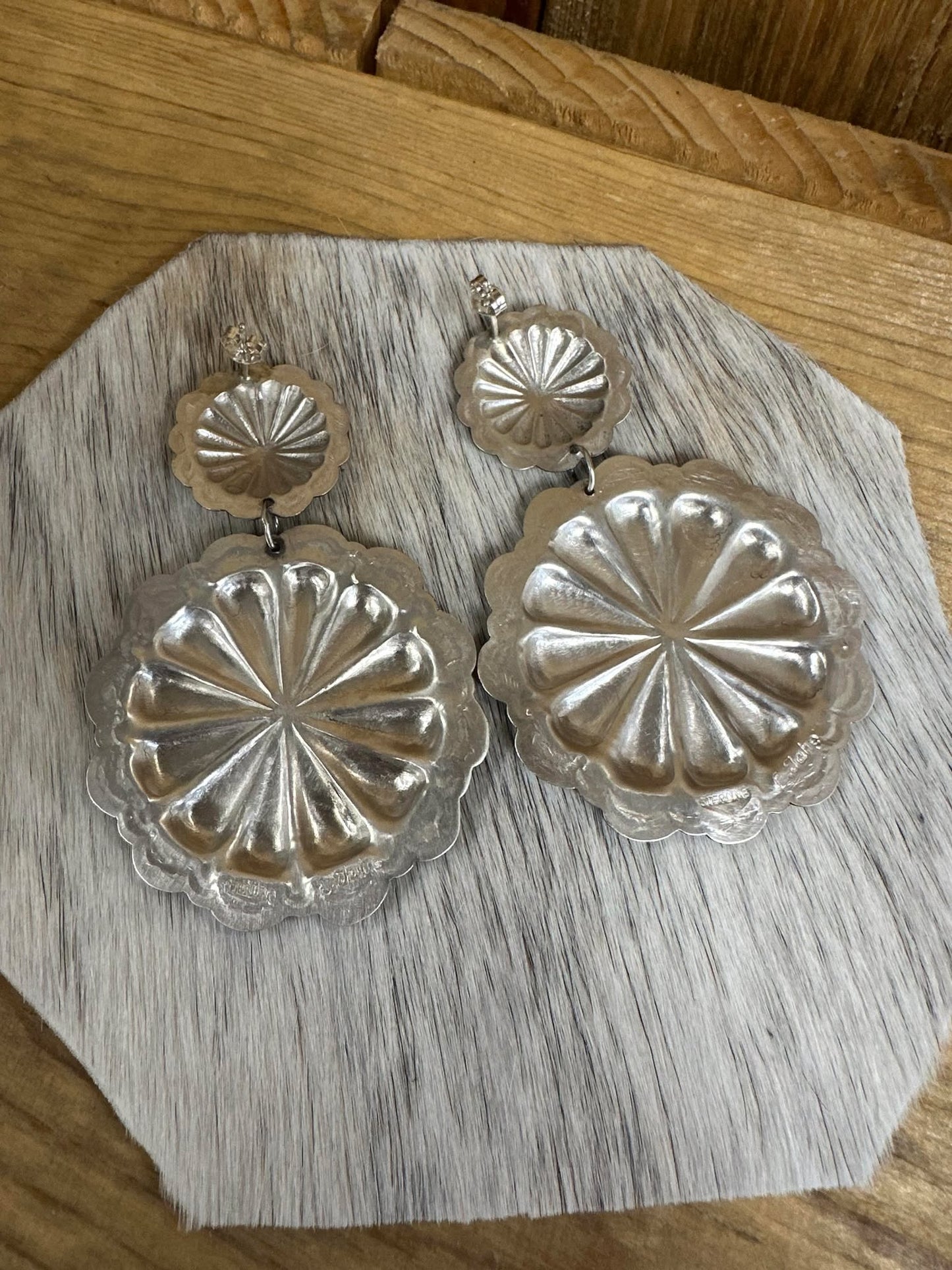 Large tooled Dangle earrings