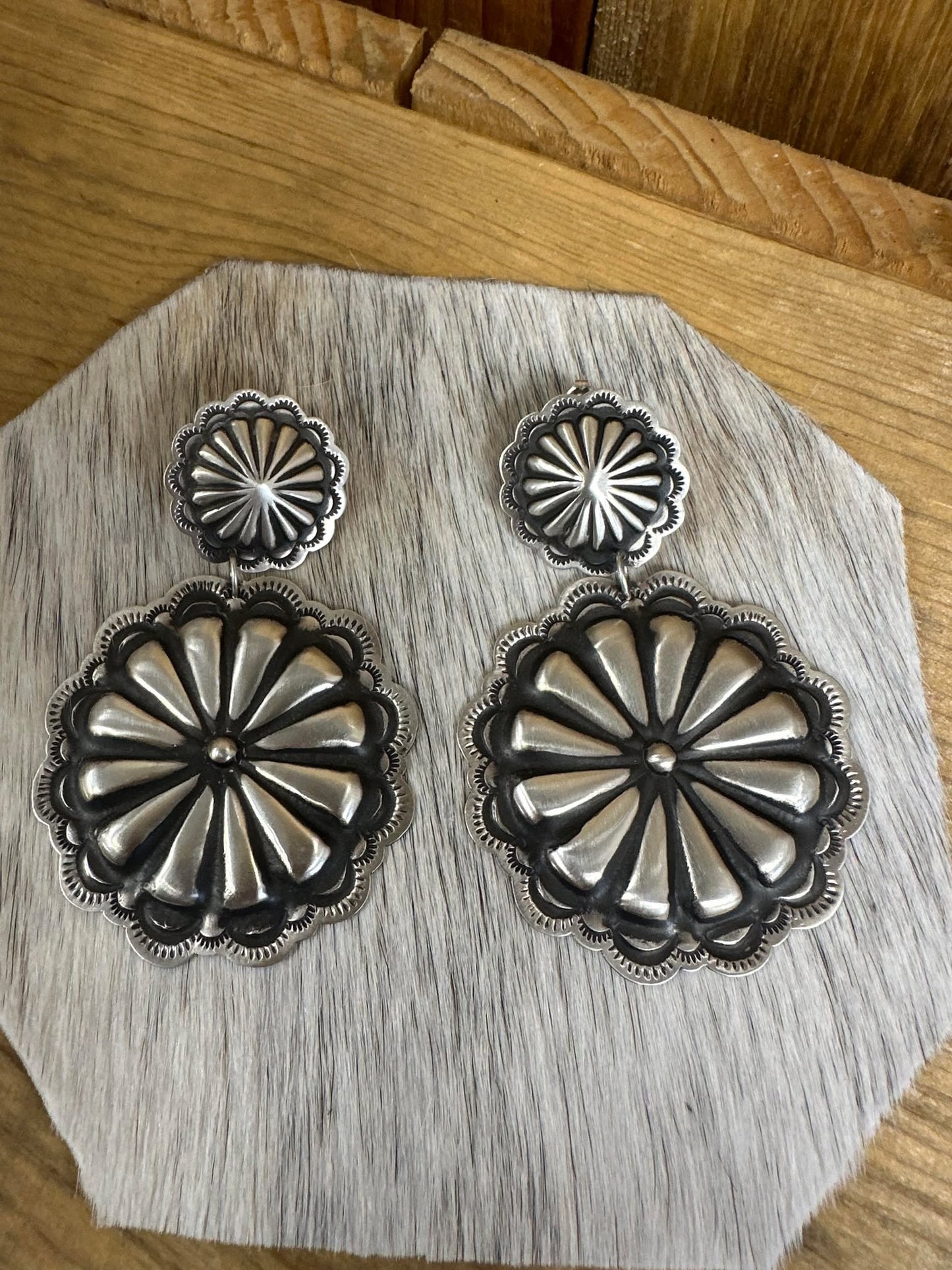 Large tooled Dangle earrings