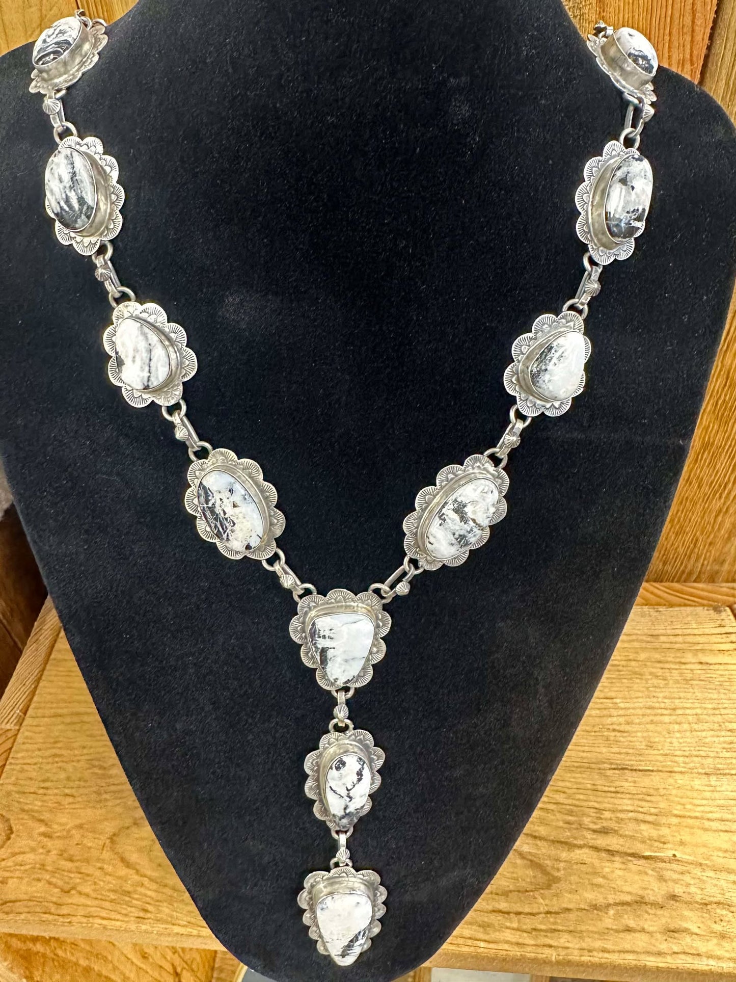 White Buffalo Lariat necklace and matching earrings set