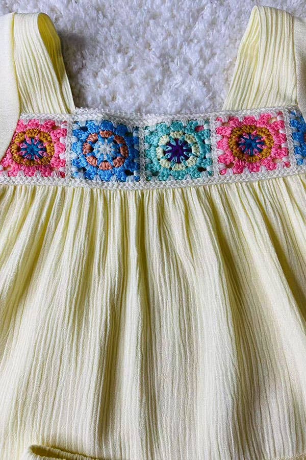 Girls gauze set-pink, blue & mint knitted hems