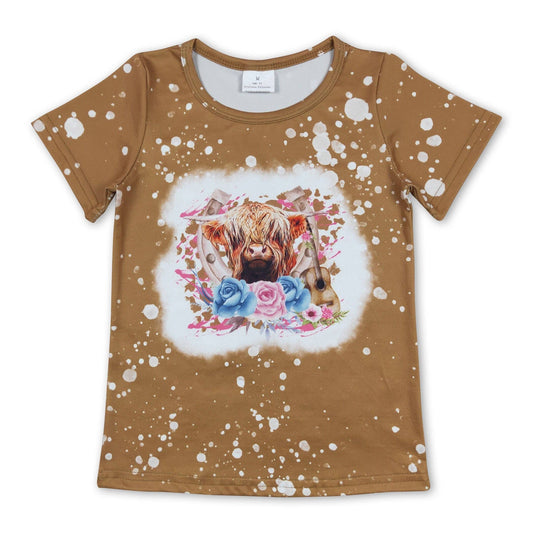Highland cow short sleeves girls western shirt