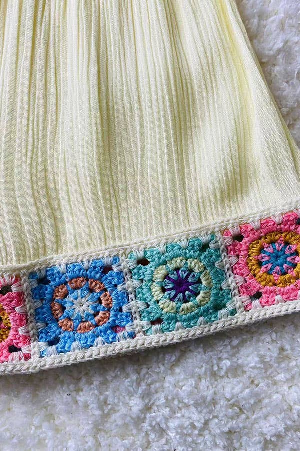 Girls gauze set-pink, blue & mint knitted hems