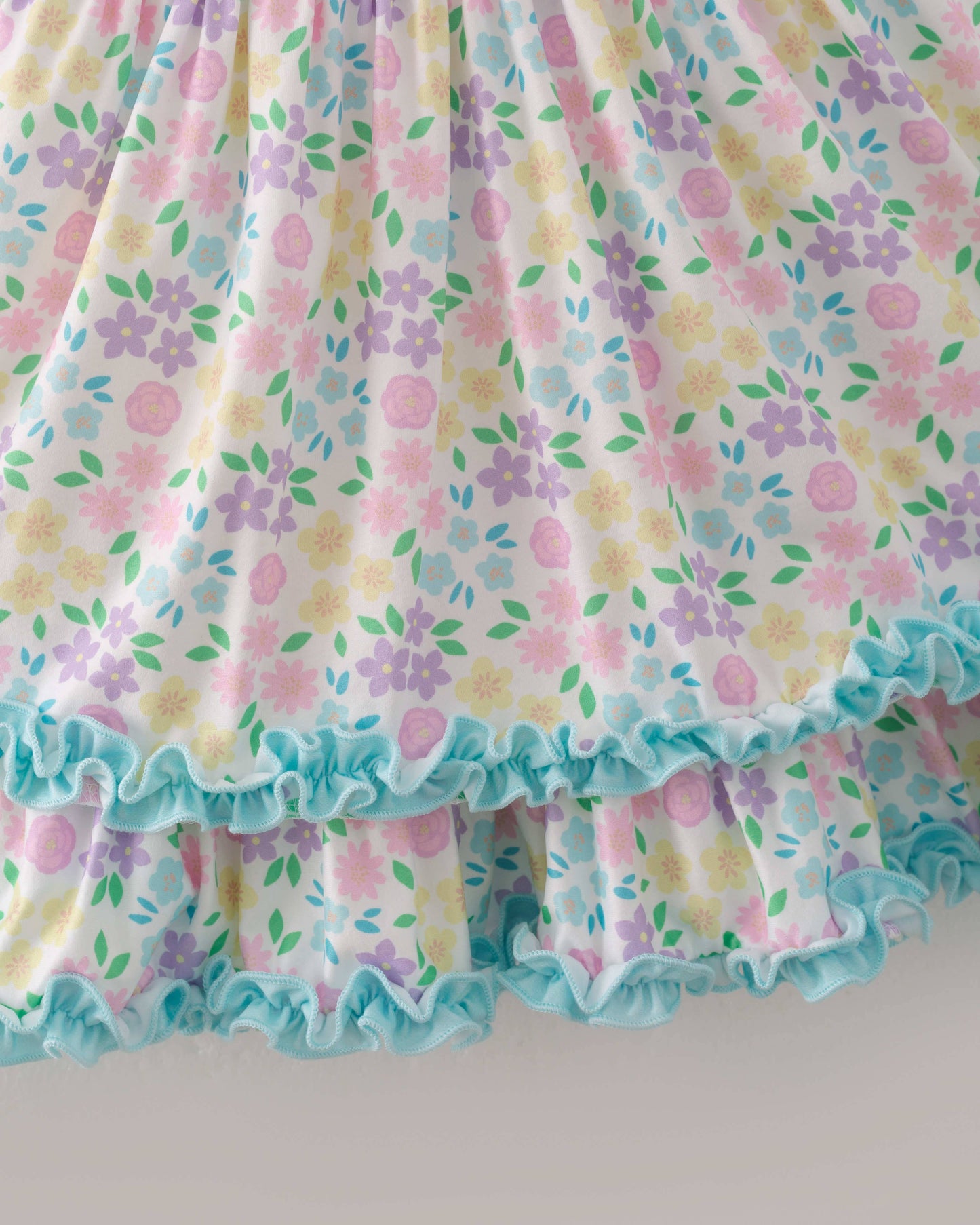 Floral Puff Sleeves Ruffle Girl Dress