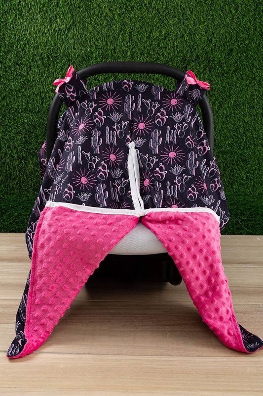 Car seat cover-fuschia dessert cactus printed