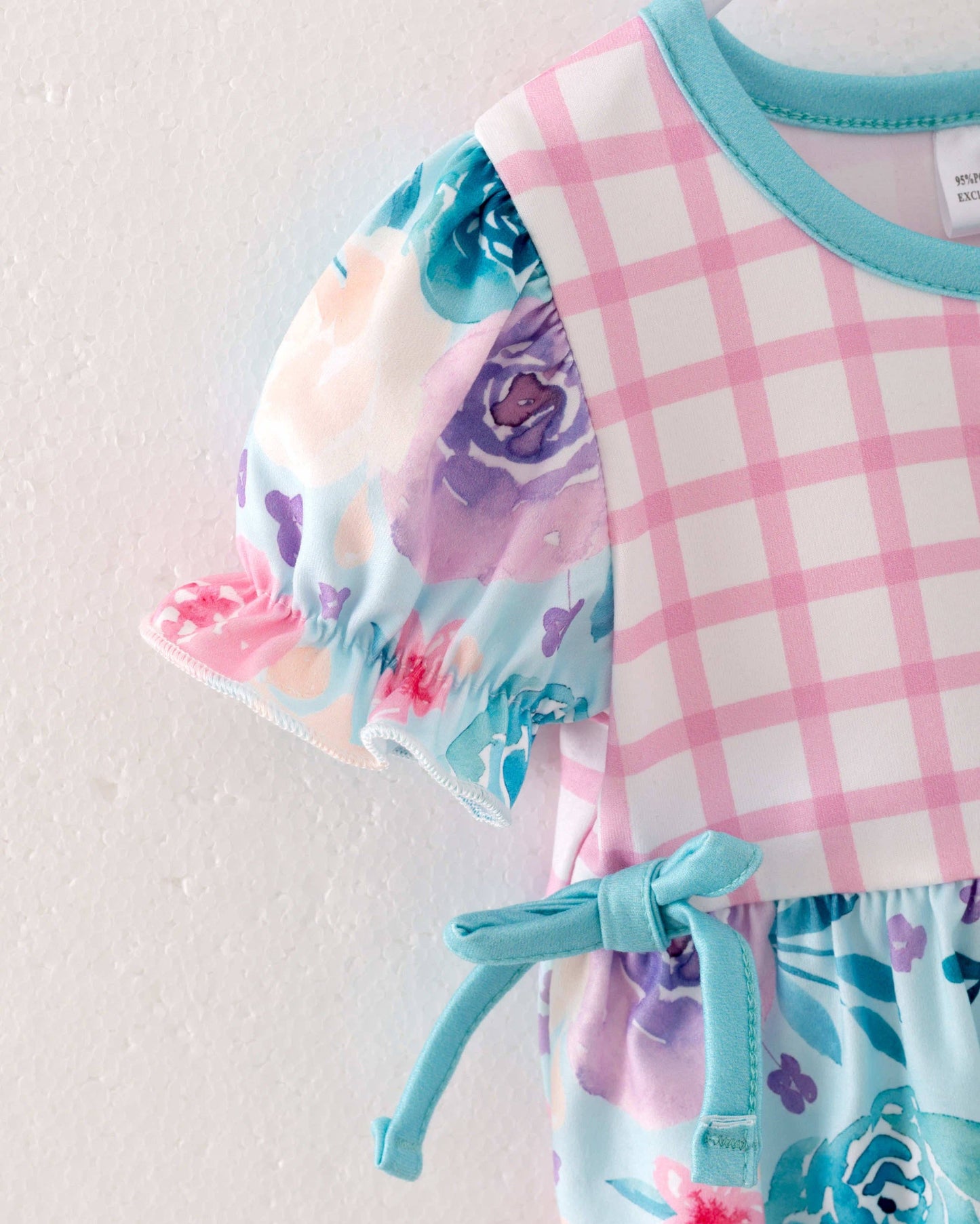 Pastel Plaid Flower Baby Girl Romper