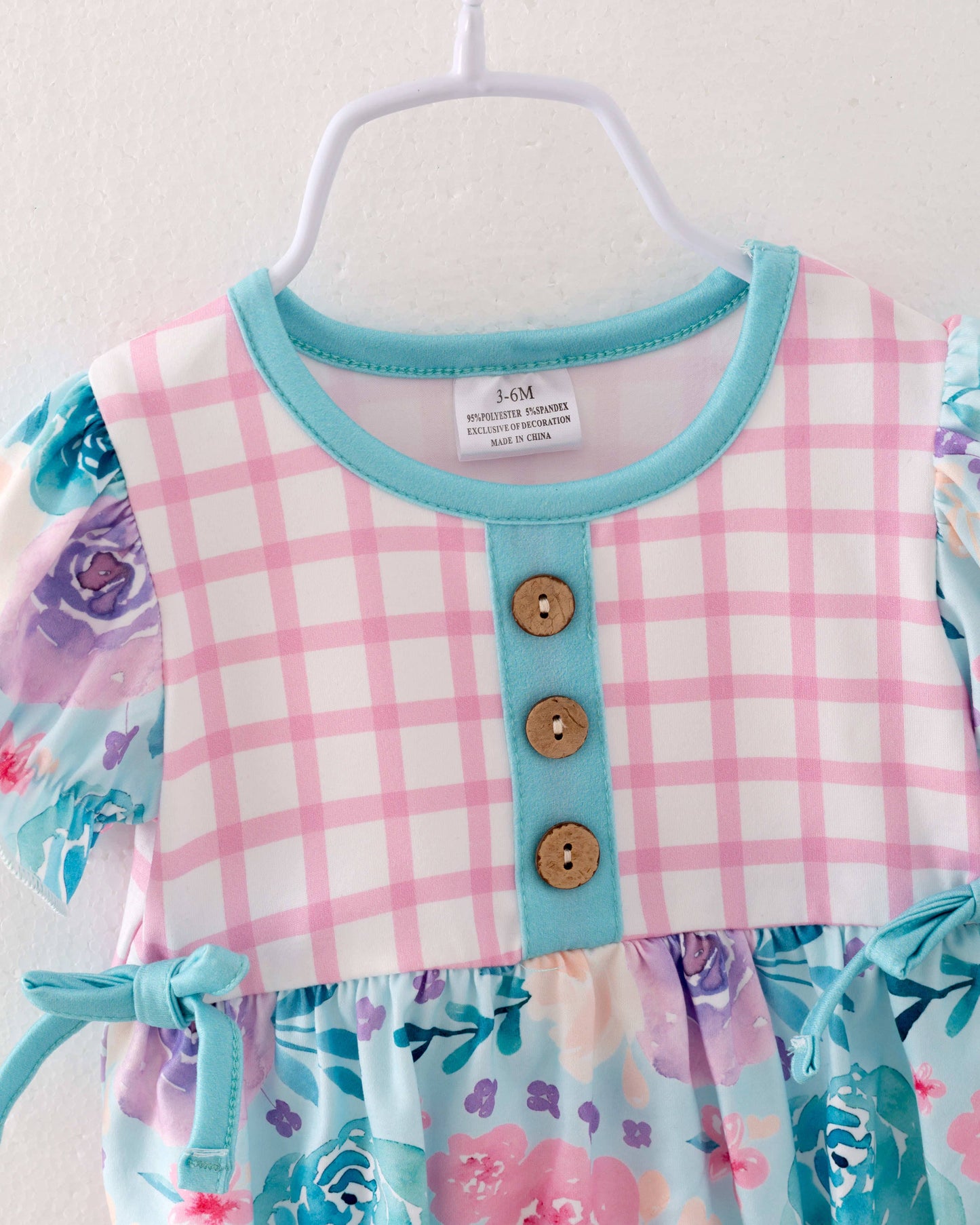 Pastel Plaid Flower Baby Girl Romper
