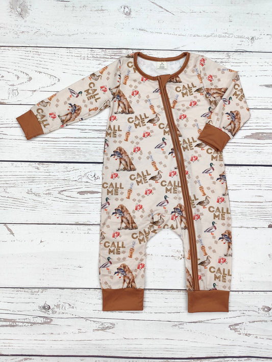 Baby Boy Hunting Zip Sleeper "Call me"