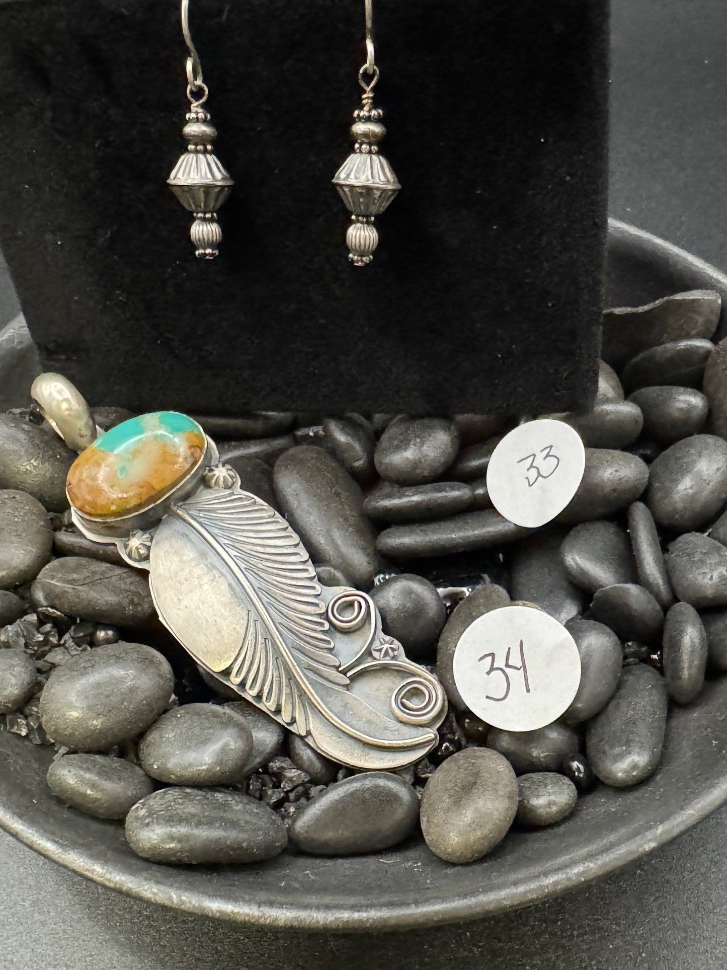 Silver 3 beaded earrings