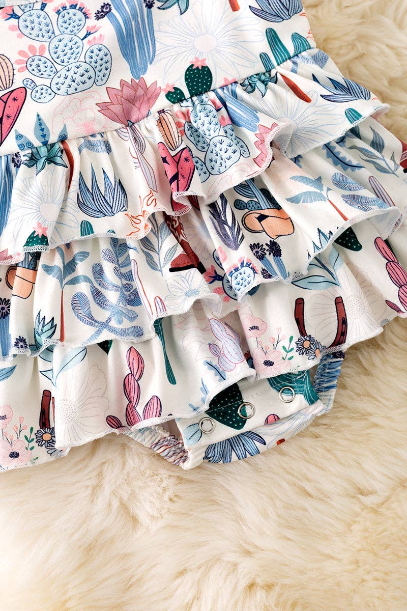 Baby onesie with snaps-western printed 3 layer