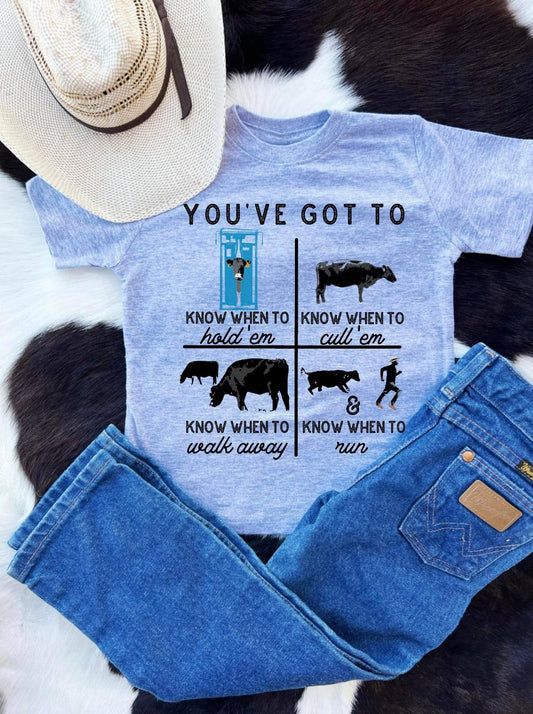 Know when to hold ‘em kids t shirt