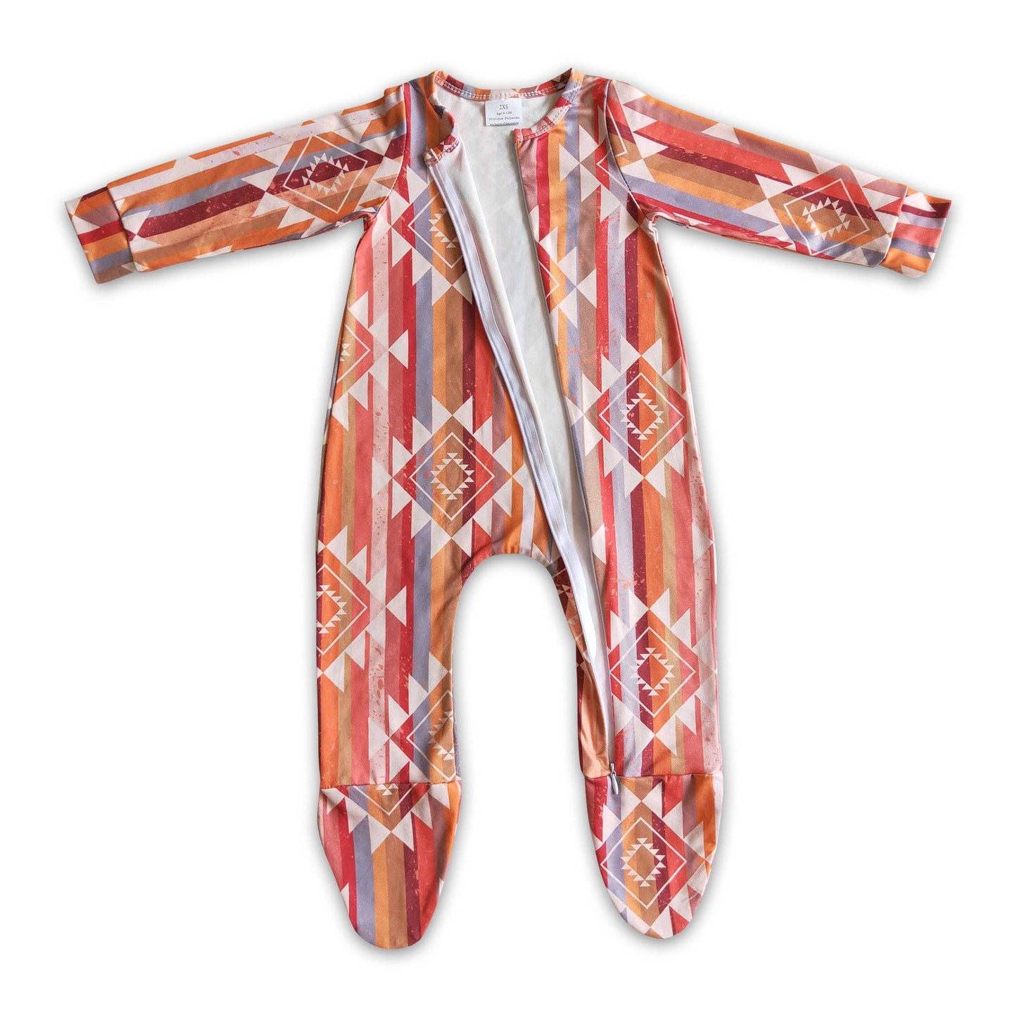 Stripe aztec baby footed zip coverall