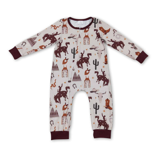Cactus rodeo zipper baby western romper