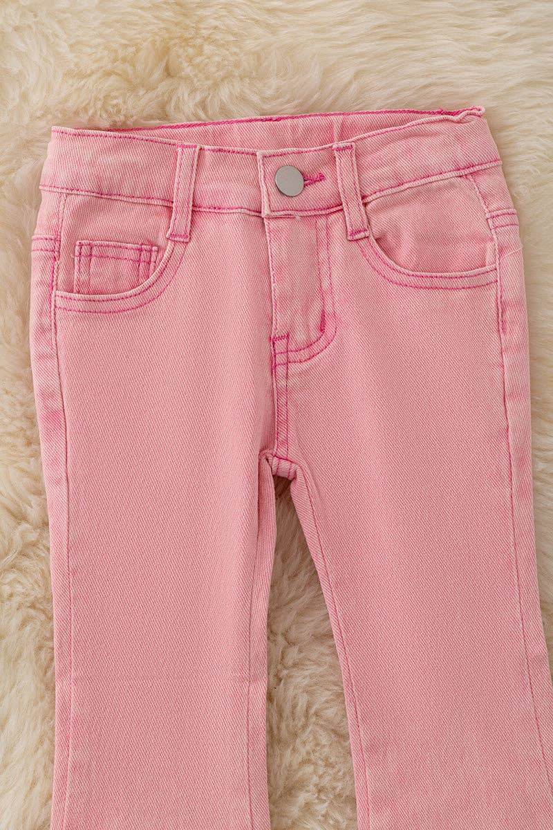 Pink bootcut denim pants