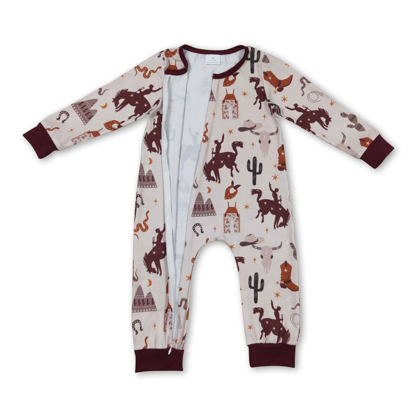 Cactus rodeo zipper baby western romper