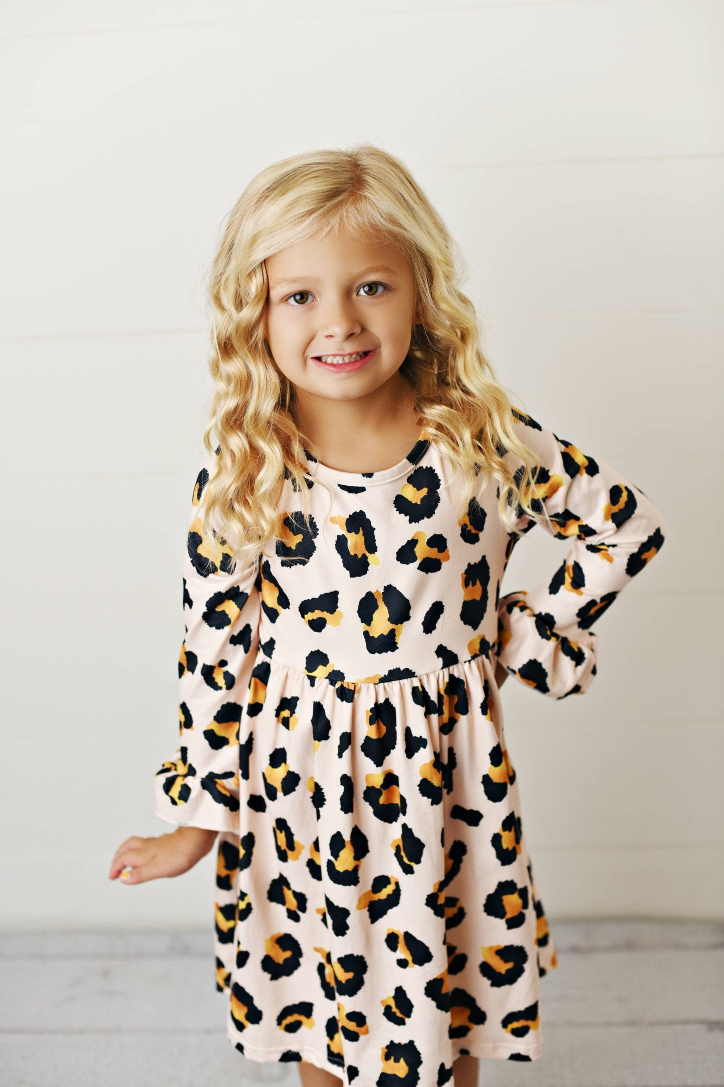 Kids Pink Leopard Print Dress