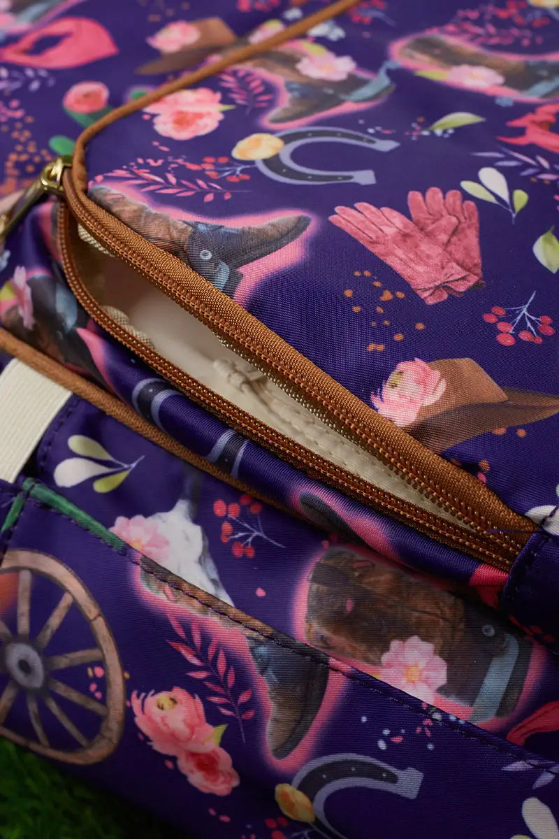 Purple Western Multi Print Diaper Bag
