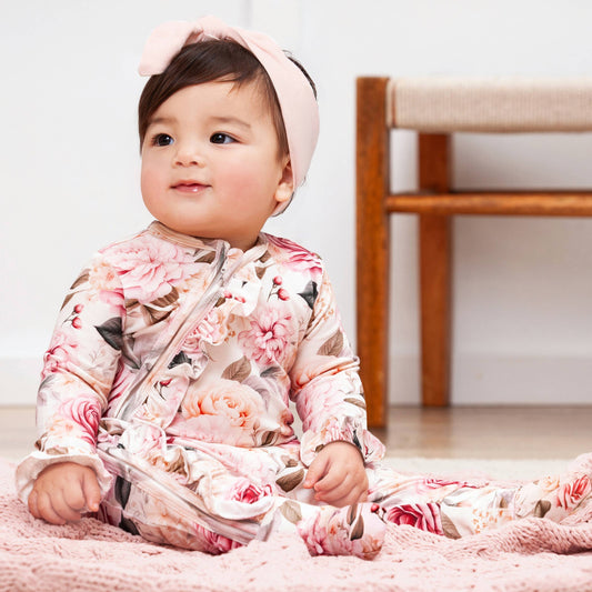 Garden Bouquet Baby Girl Bamboo Zipper Romper