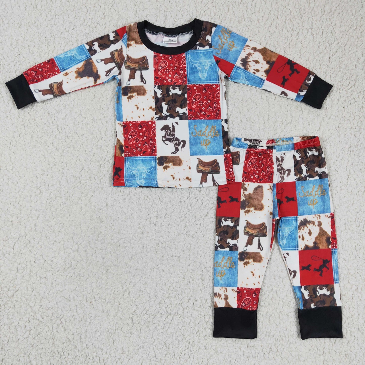 Paisley horse cow patchwork boy western pajamas