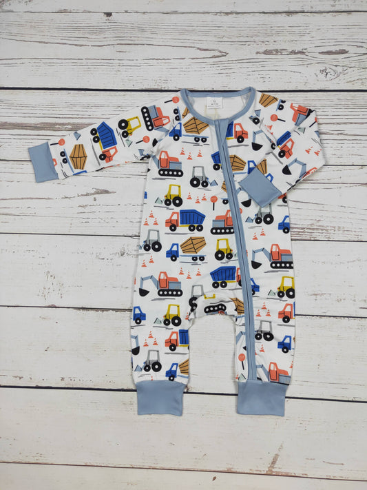 Boy Engineering Vehicles Zip Romper