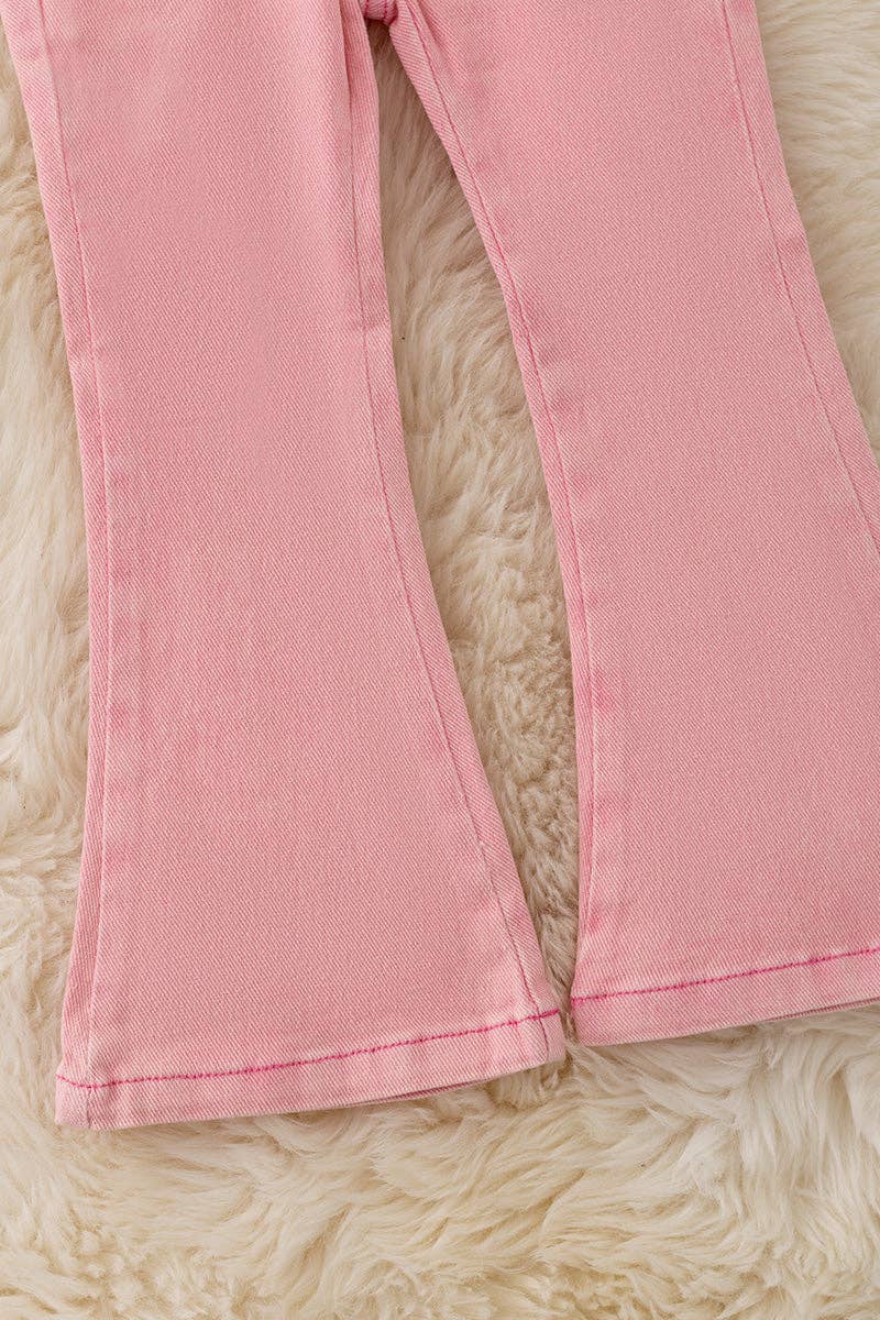 Pink bootcut denim pants