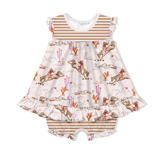 Western Rodeo Skirted Bubble Romper
