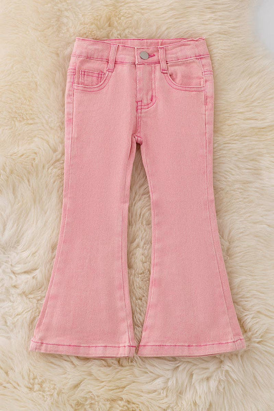 Pink bootcut denim pants