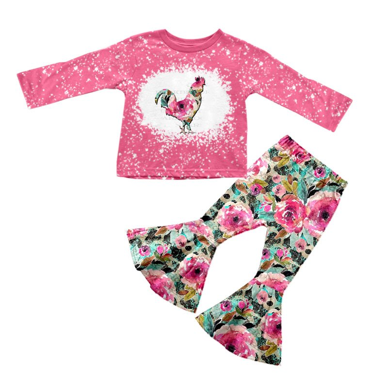 Girls chicken floral pants sets