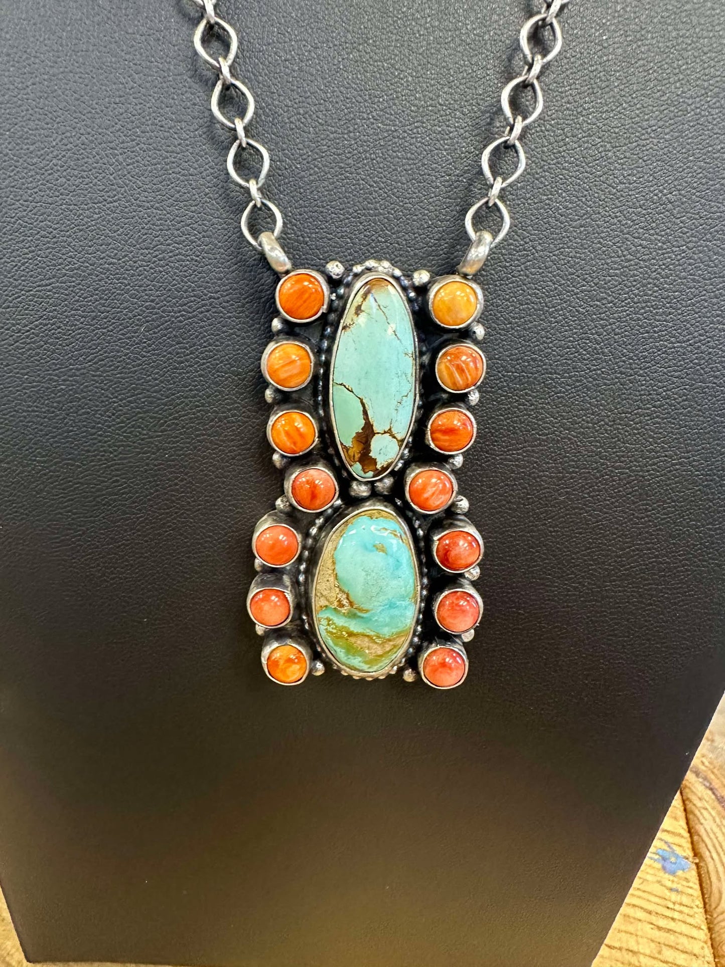 Mixed stones Coral, Kingman, and Sonoran Gold Statement Necklace
