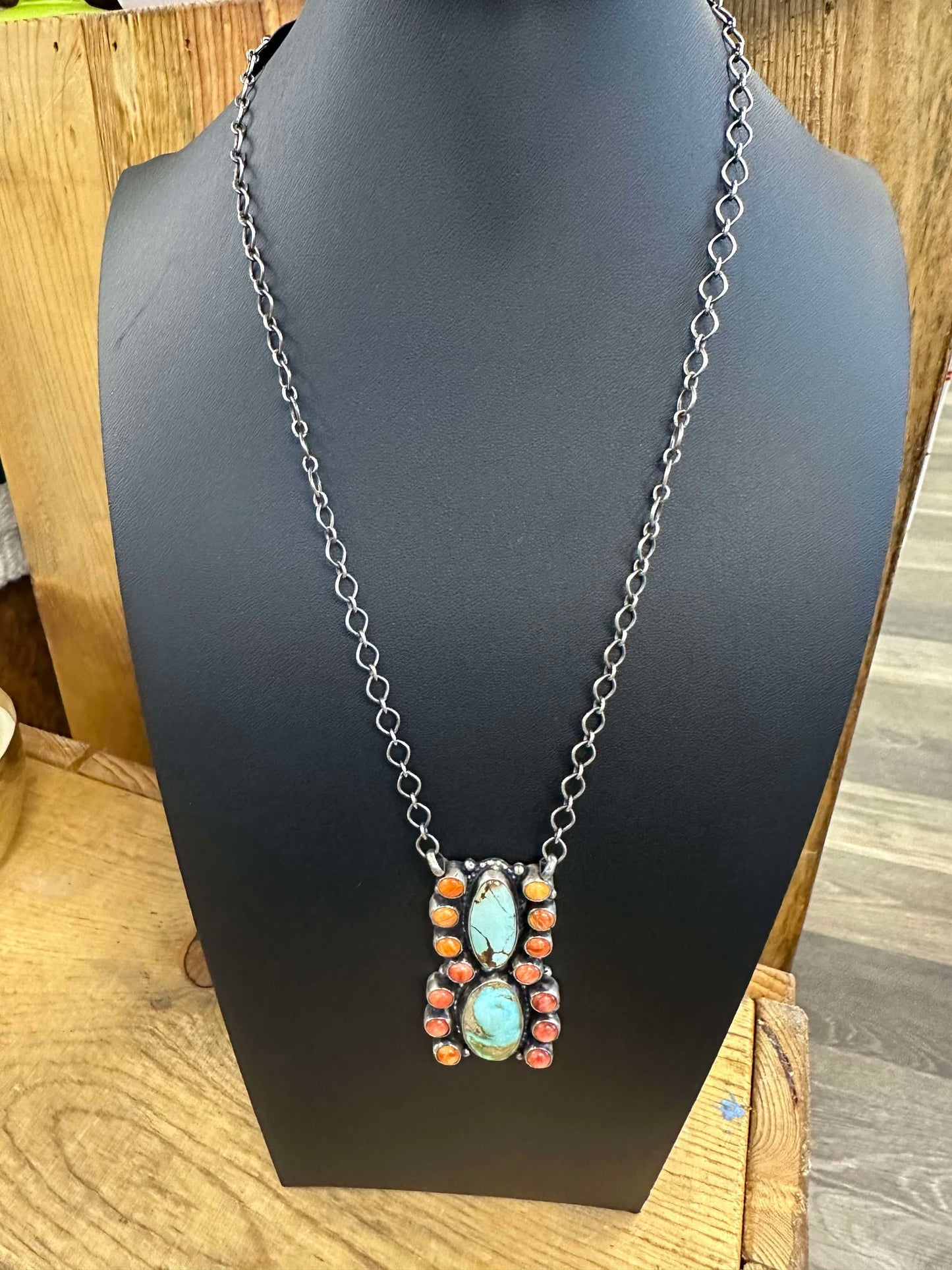 Mixed stones Coral, Kingman, and Sonoran Gold Statement Necklace